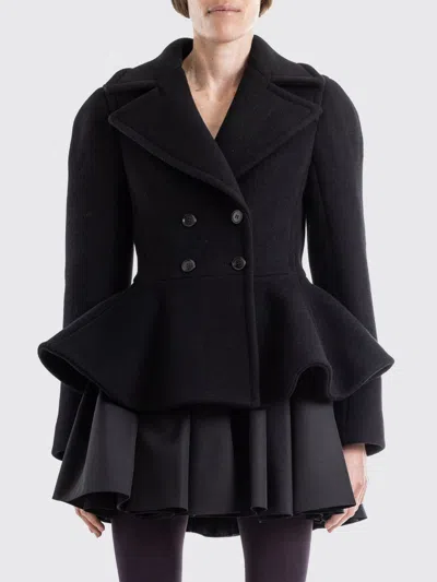 Alaïa Double-breasted Wool-blend Peplum Coat In Black