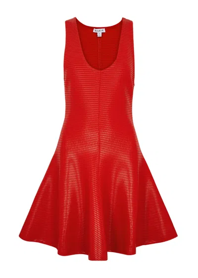 Alaïa Coated Ribbed-knit Mini Dress In Red