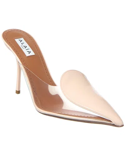 Alaïa Alaia Coeur Abstrait Patent & Vinyl Mule In Neutral