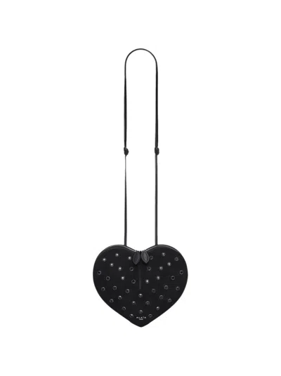 Alaïa Le Coeur Crystal-embellished Suede Cross-body Bag In Black