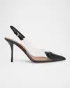 Alaïa Coeur Clear Patent Heart-toe Slingback Pumps In Noir