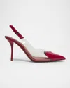 Alaïa Coeur Clear Patent Heart-toe Slingback Pumps In Red