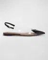 Alaïa Coeur Heart Clear Slingback Ballerina Flats In Black