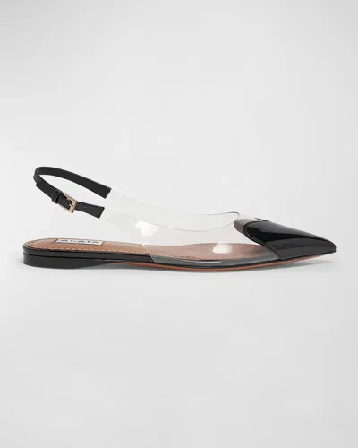 ALAÏA COEUR HEART CLEAR SLINGBACK BALLERINA FLATS