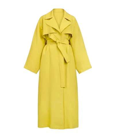 Alaïa Collared Trench Coat In Yellow