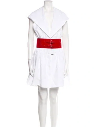 Pre-owned Alaïa Colorblock Pattern Knee-length Dress In White