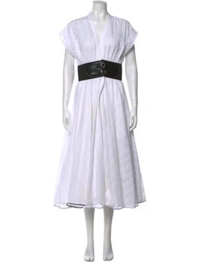 Pre-owned Alaïa Colorblock Pattern Long Dress In White