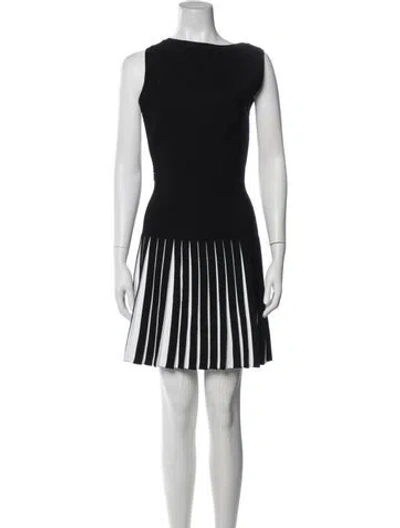 Pre-owned Alaïa Colorblock Pattern Mini Dress In Black
