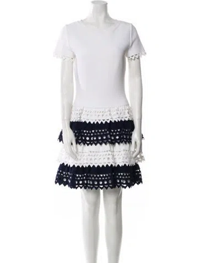 Pre-owned Alaïa Colorblock Pattern Mini Dress In White