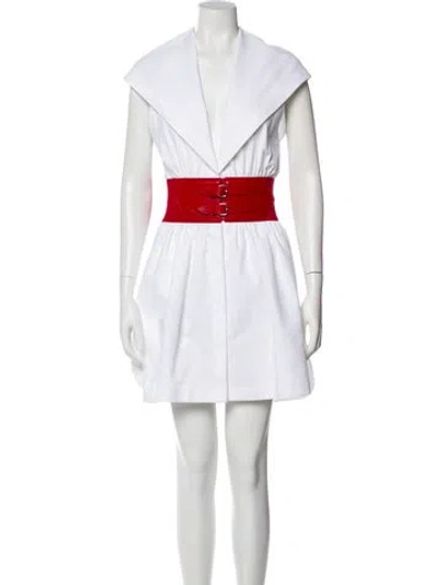 Pre-owned Alaïa Colorblock Pattern Mini Dress In White