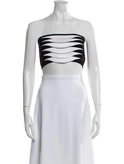 Pre-owned Alaïa Colorblock Pattern Strapless Crop Top W/ Tags In Pink