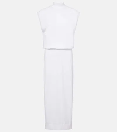 Alaïa Column Cotton Midi Dress In White
