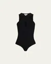 Alaïa Compact Crossover Bodysuit In Black
