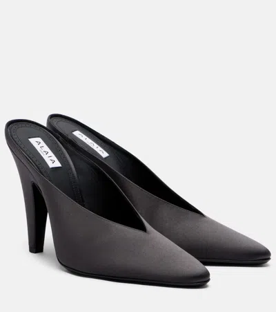 Alaïa Cone Satin Mules In Black