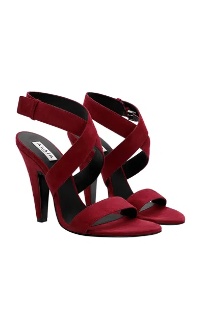 Alaïa Cone Suede Sandals In Red