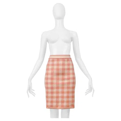 Pre-owned Alaïa Alaia Coral And Pink "tati" Print Skirt 1991 In Red