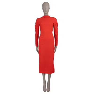Pre-owned Alaïa Alaia Coral Red Viscose 2023 V-back Taffeta Midi Dress 36 Xs