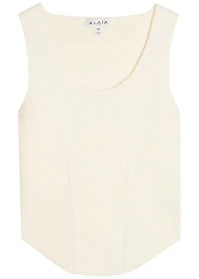 Alaïa Corset Fine-knit Wool-blend Vest Top In Multi