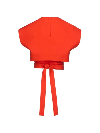 Alaïa Cotton Belted Top In Orange