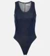 Alaïa Cotton-blend Bodysuit In Blue