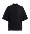 Alaïa High Neck Ribbed Cotton T-shirt In Black