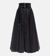 Alaïa Belted Flared Midi Skirt In Black