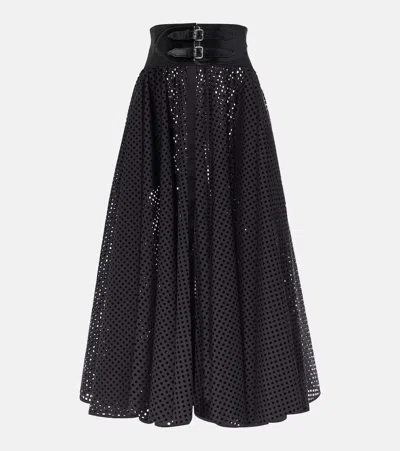 Alaïa Cotton-blend Midi Skirt In Black