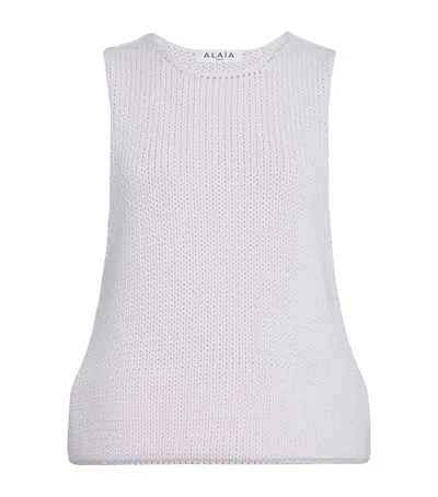 Alaïa Cotton-blend Sleeveless Top In Green