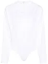 Alaïa Womens Long-sleeved Round-neck Cotton Bodysuit Blanc In White
