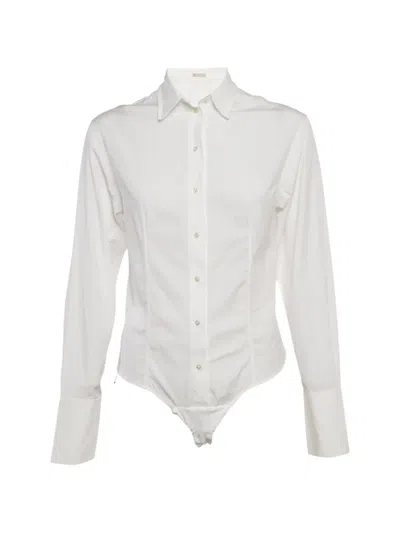 Pre-owned Alaïa Cotton Bodysuit In White