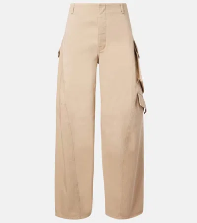 Alaïa Cotton Cargo Pants In Sand