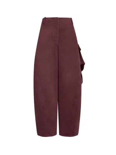 Alaïa Cotton Cargo Trousers In Burgundy
