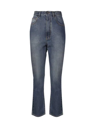 Alaïa Cotton Denim Jeans In Blue Denim