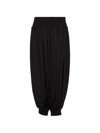 Alaïa Cotton Draped Trousers In Black