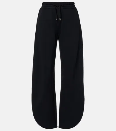 Alaïa Womens Noir Petal Barrel-leg Cotton Jogging Bottoms In Black