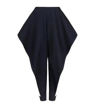 Alaïa Cotton Gabardine Open-leg Trousers In Blue