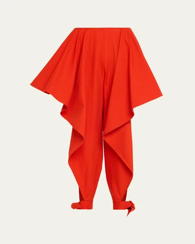 Alaïa Womens Orange Sanguine Ruffled Open-seam Cotton Trousers In Red