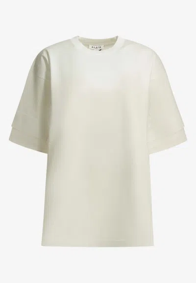 Alaïa Cotton Jersey Crew-neck T-shirt In White