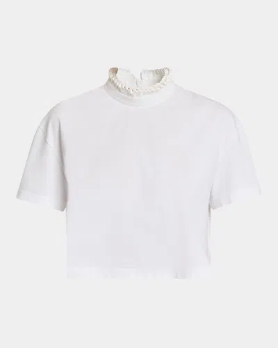 Alaïa Cotton Jersey Cropped T-shirt In Animal Print