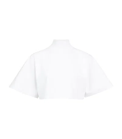 Alaïa Cotton Jersey Cropped T-shirt In White