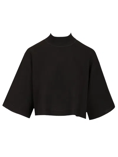 Alaïa Cotton Knit Cropped T-shirt Black