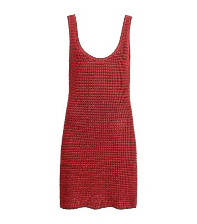 Alaïa Cotton Knit Tank Mini Dress In Red
