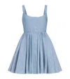 Alaïa Cotton-linen Mini Dress In Blue
