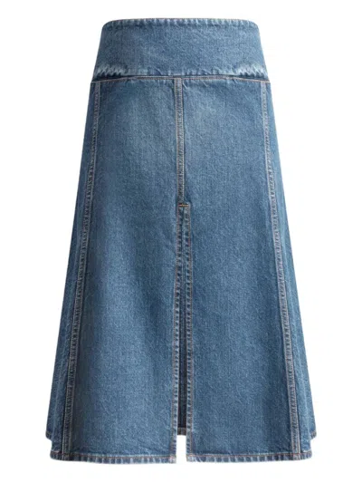 Alaïa Alaia Cotton Polyurethane Slit Skirt In Multi