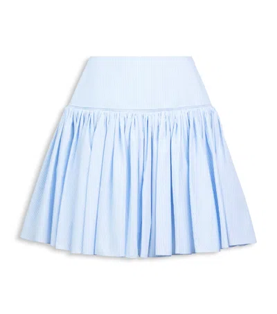 Alaïa Cotton Poplin Basque Mini Skirt In Blue