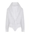 ALAÏA COTTON POPLIN HOODED BODYSUIT