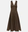 Alaïa Cotton Poplin Midi Dress In Café