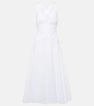Alaïa Cotton Poplin Midi Dress In White
