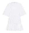 Alaïa Womens Ruffled Short-sleeves Cotton Mini Dress Blanc In White