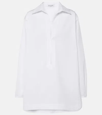 Alaïa Cotton Poplin Tunic Chemisier Clothing In White